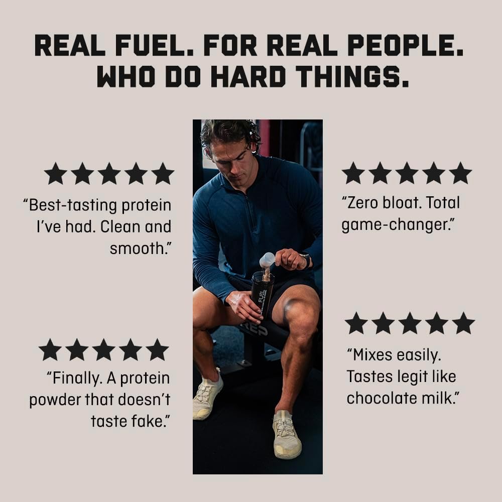 Jocko Fuel Whey Protein Powder contains 22g of protein per serving, with added digestive enzymes and a probiotic complex; each tub provides 27 servings.